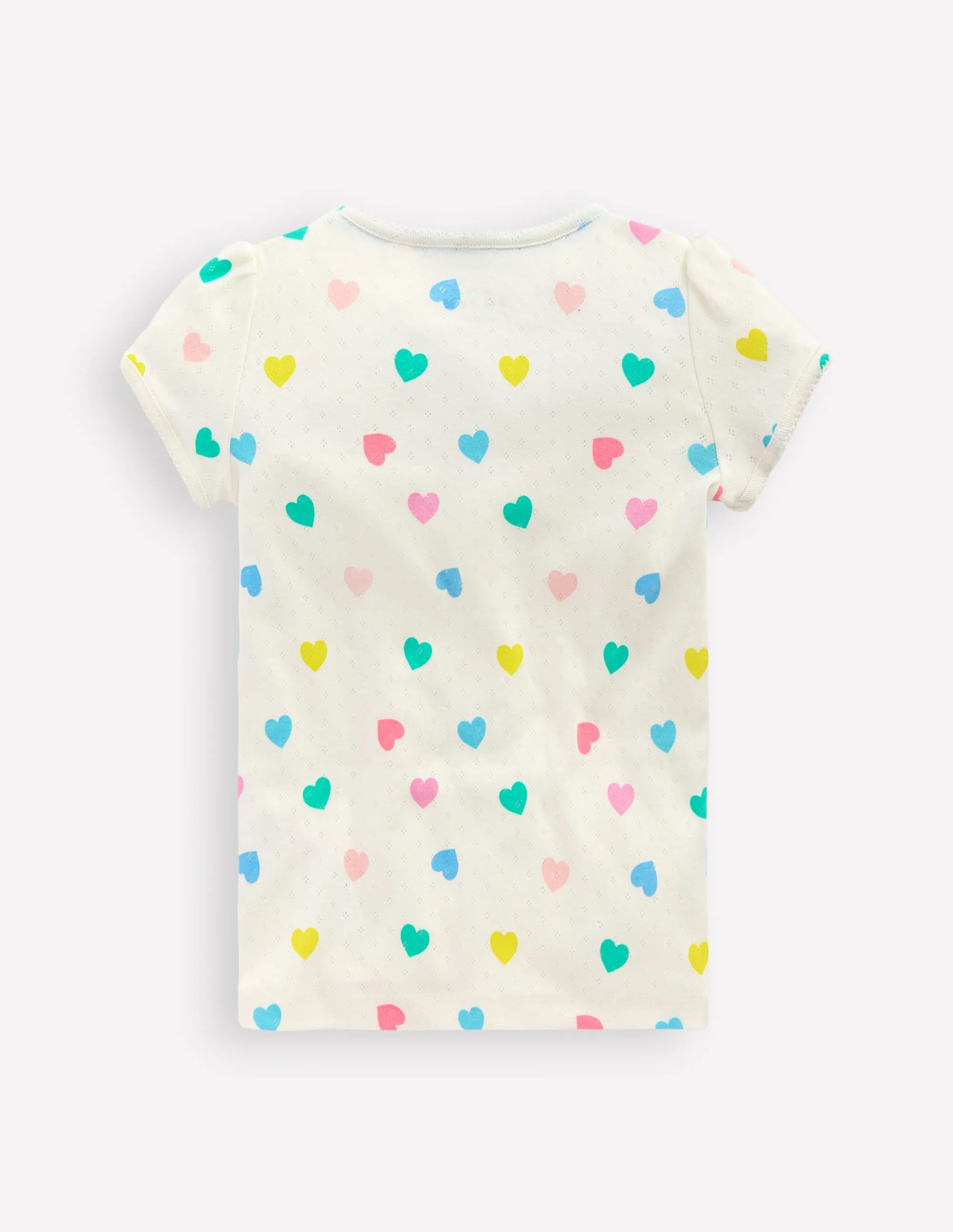 Short Sleeve Pointelle Top-Soft Ivory Multi Hearts