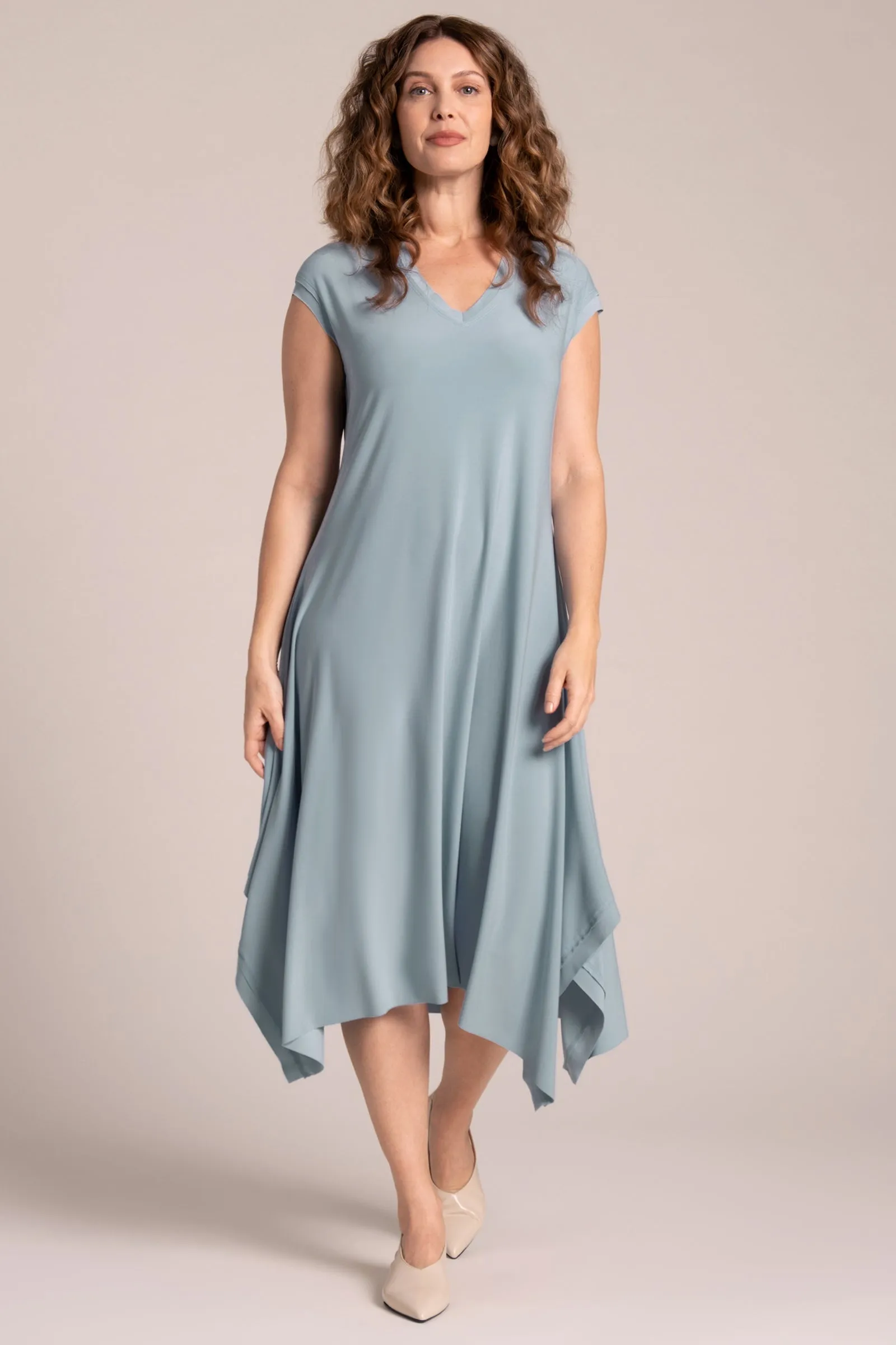 Splice V-Neck Dress | Stone Blue