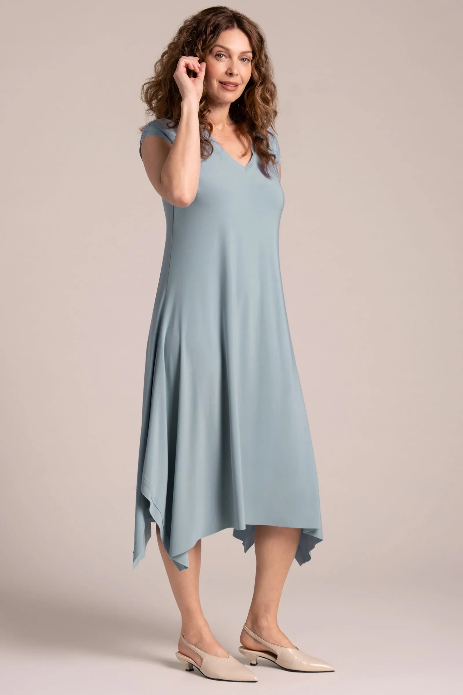Splice V-Neck Dress | Stone Blue