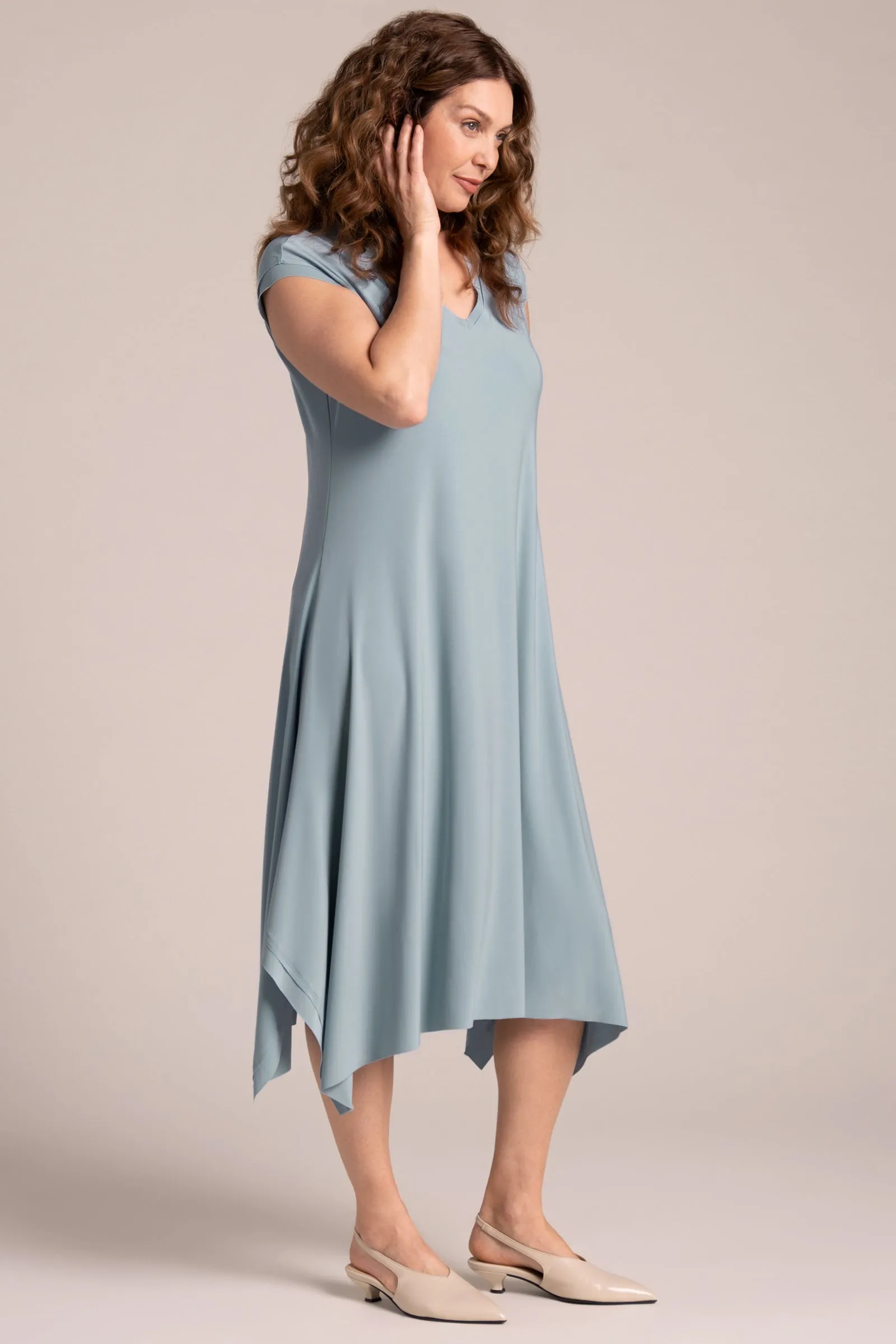 Splice V-Neck Dress | Stone Blue