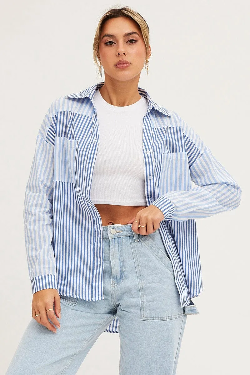 Stripe Long Sleeve Stripe Button Up Shirt