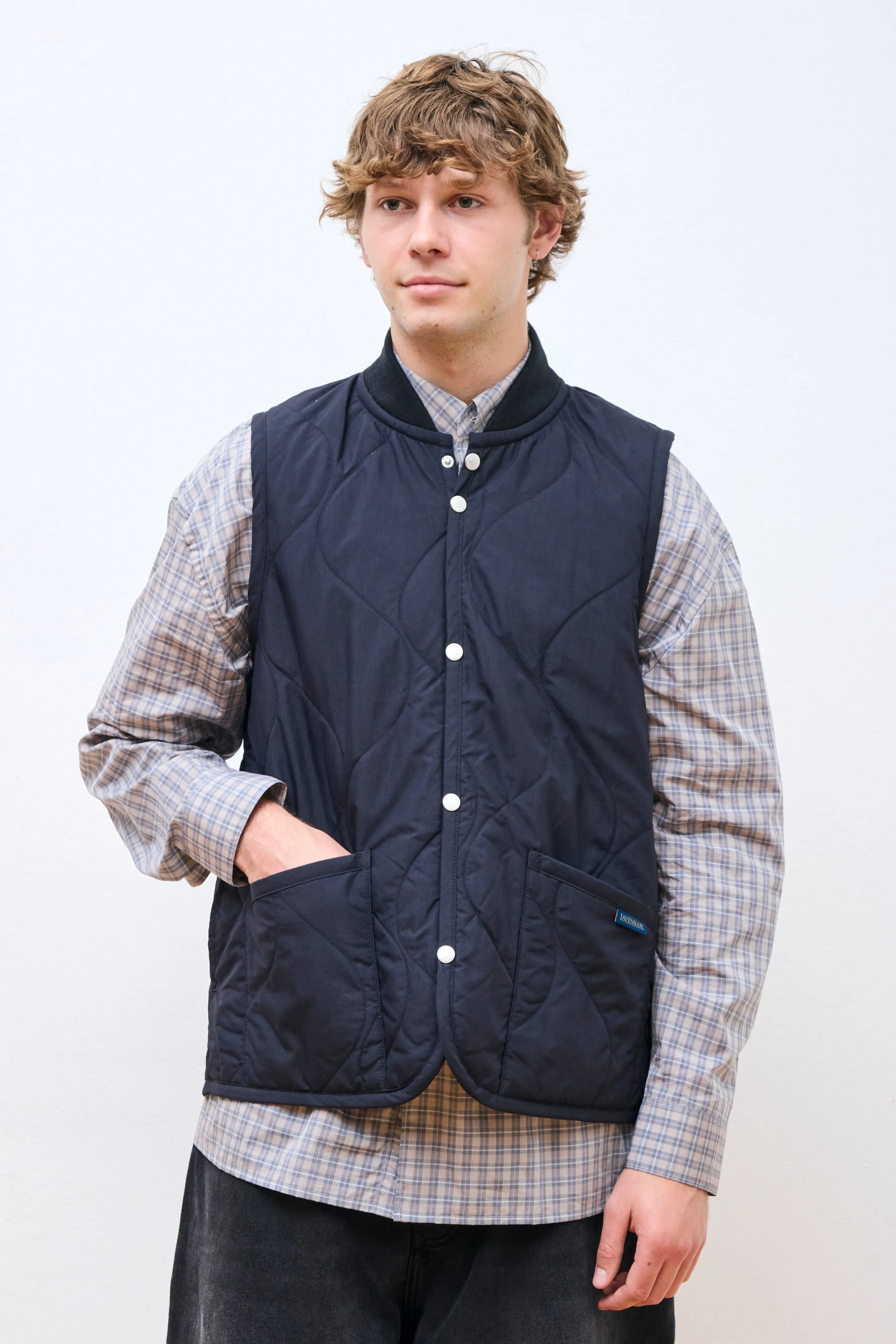 Stud Front Bomber Gilet Black