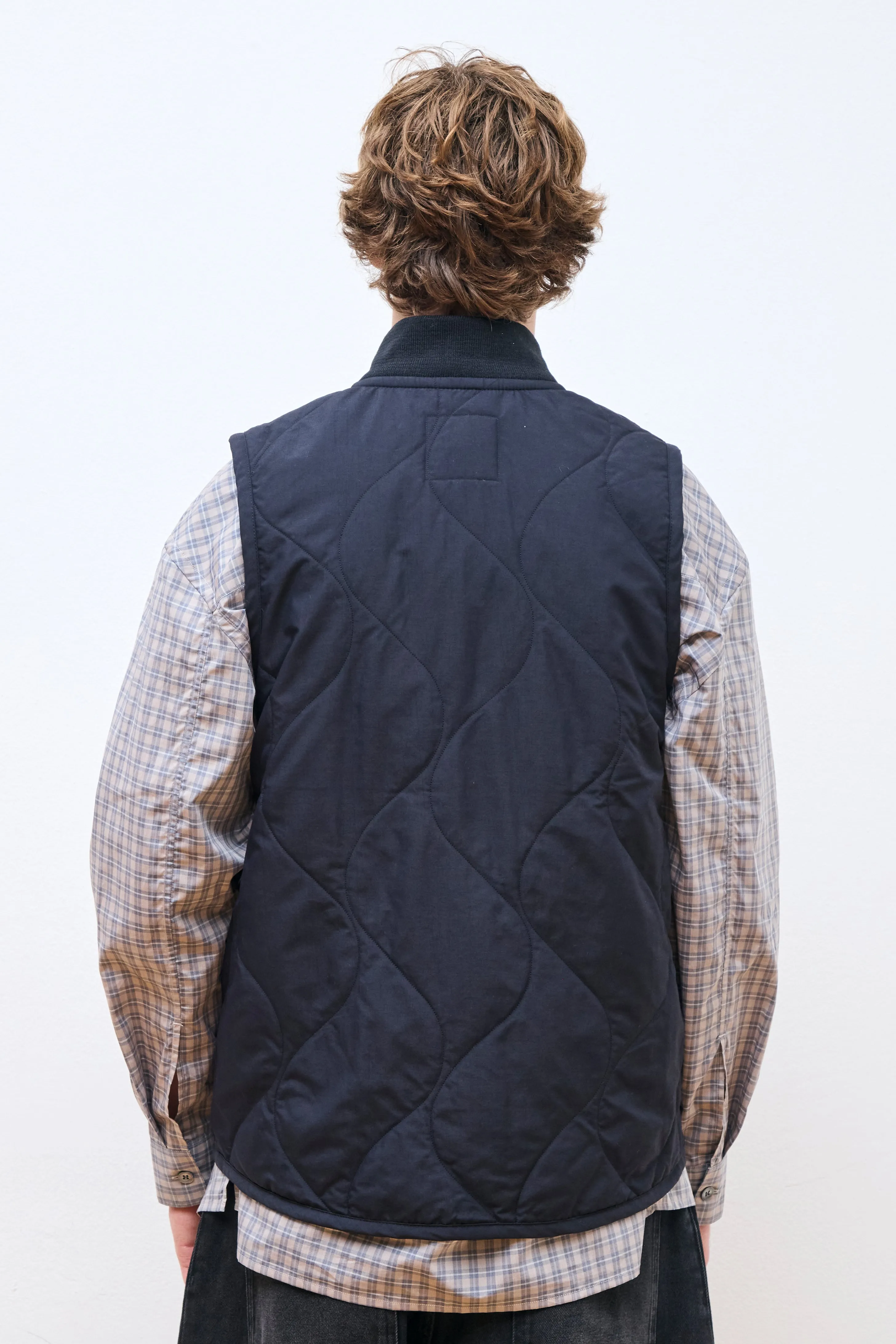 Stud Front Bomber Gilet Black