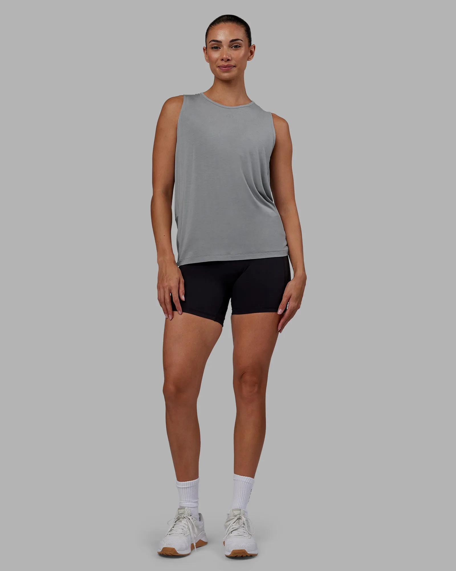 Swivel Open Back Tank - Circular Grey