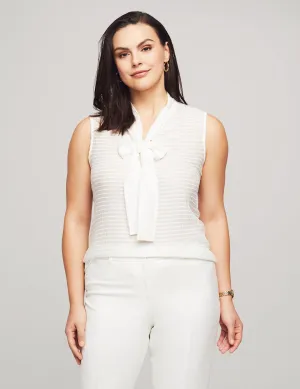 Textured Sleeveless Tie Neck Blouse - Sale