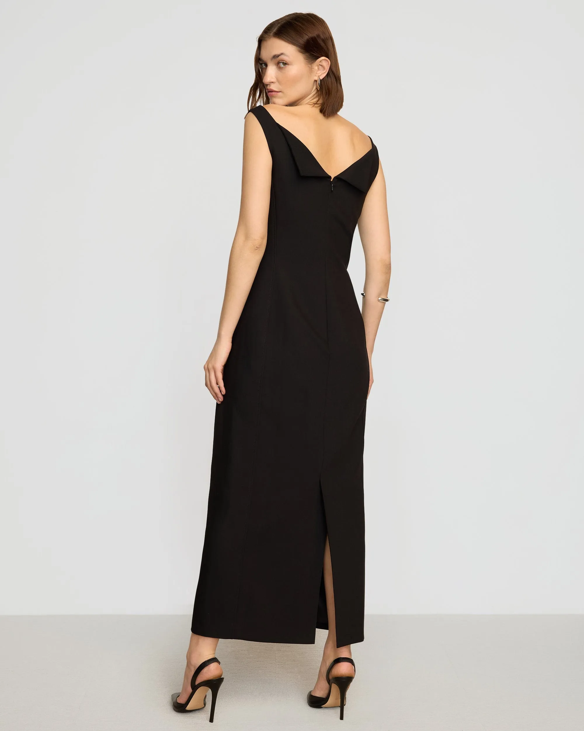 Thanya Wide-Neck Split-Back Dress