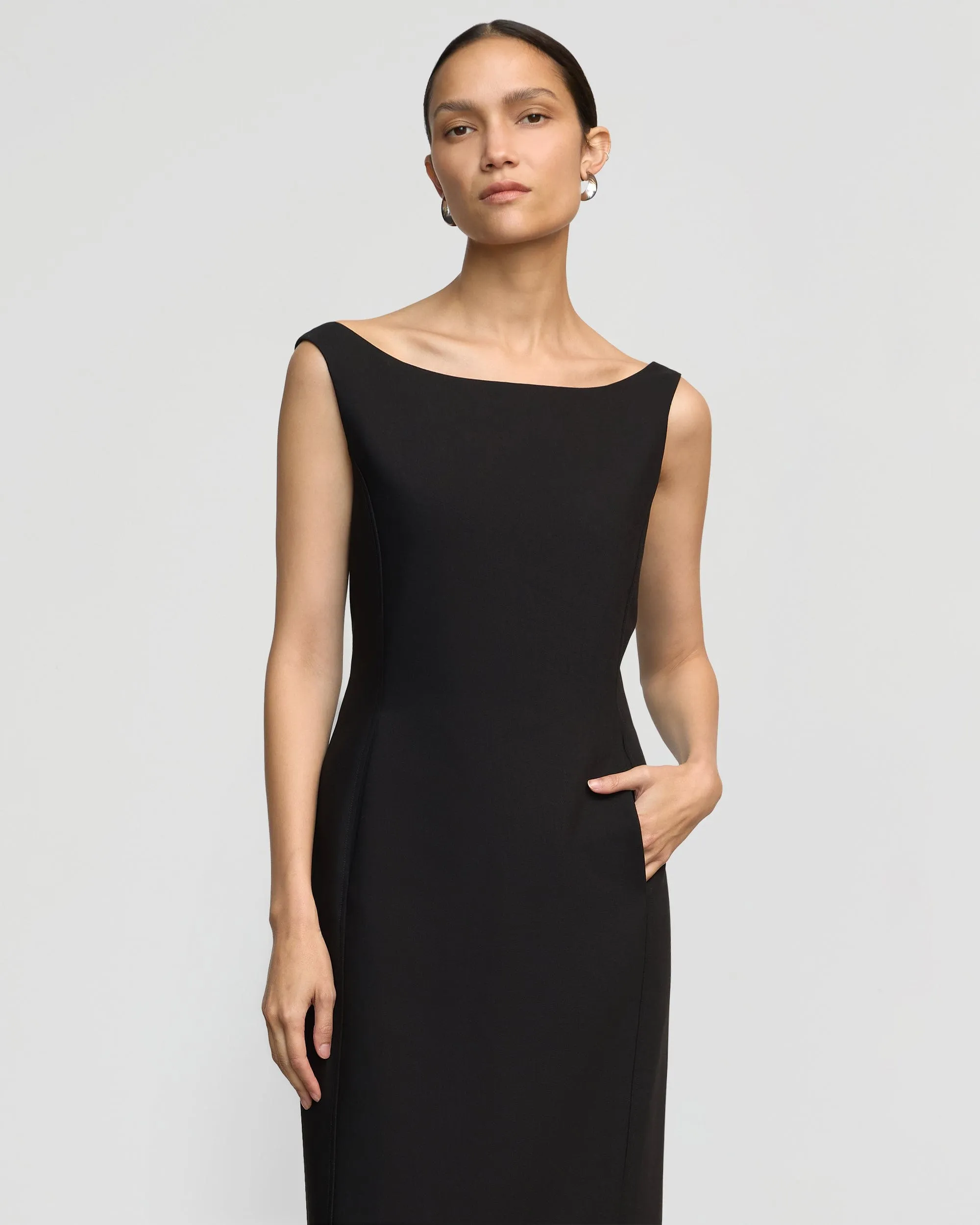 Thanya Wide-Neck Split-Back Dress