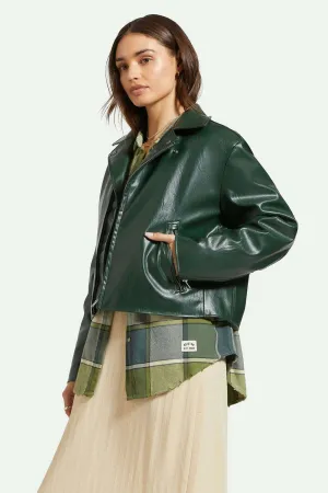 The Moto Vegan Leather Jacket - Pine Needle