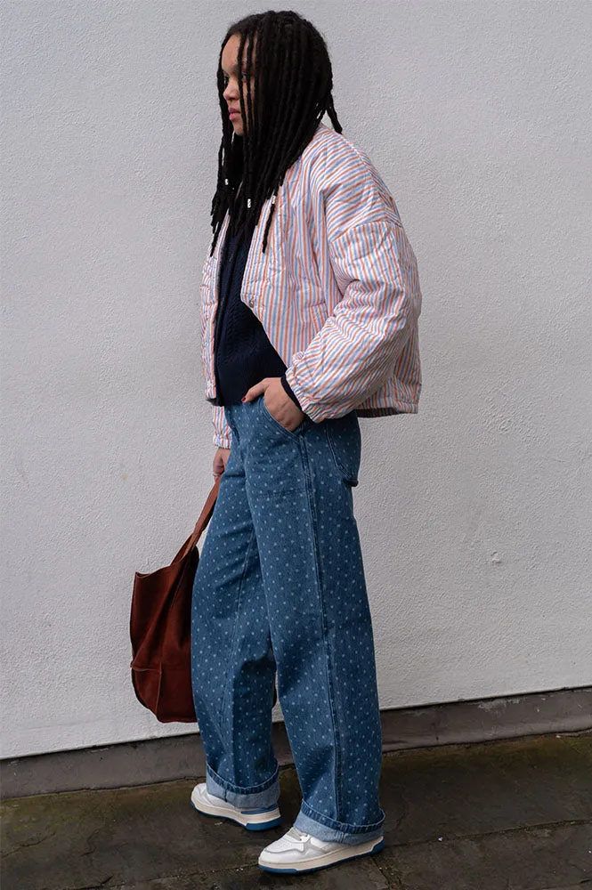 The Tiny Big Sister Striped Blue and Grey Papaya Jacket