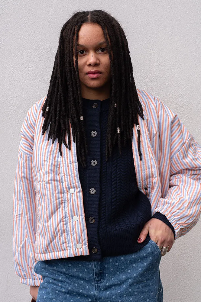 The Tiny Big Sister Striped Blue and Grey Papaya Jacket