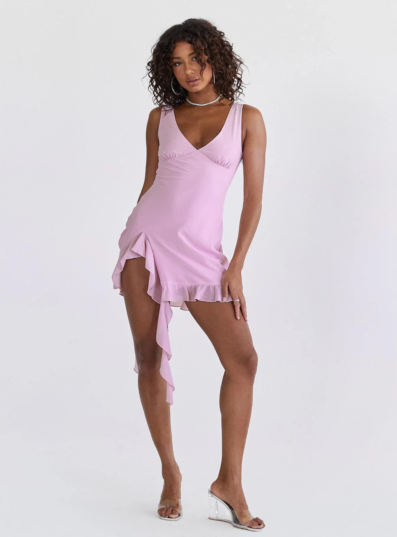 Varney Frill Mini Dress Lilac