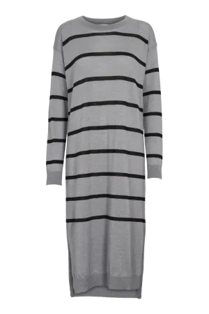 Vera Long Dress - Light Grey Melange / Black