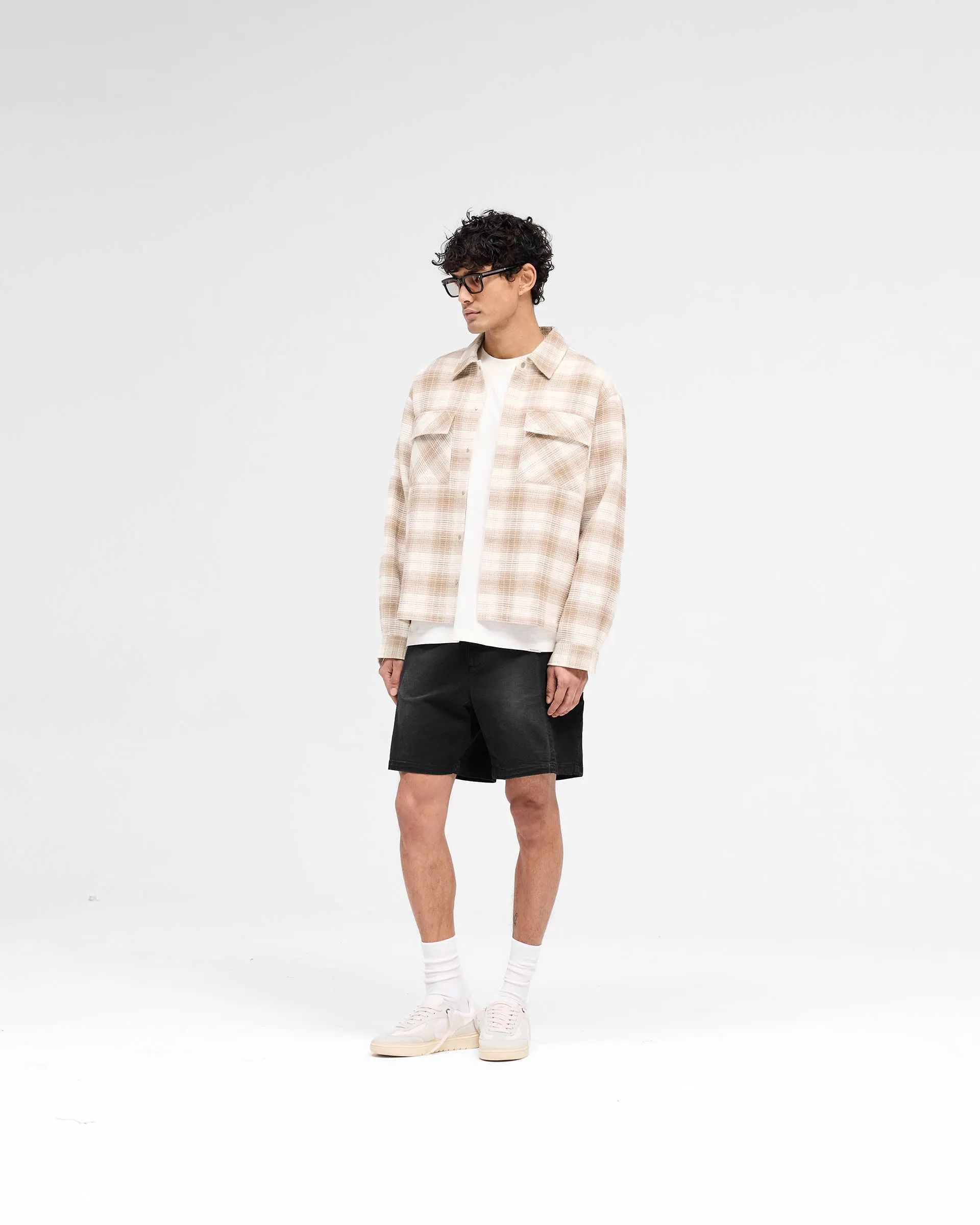Waffle Flannel Shirt - Mid Brown