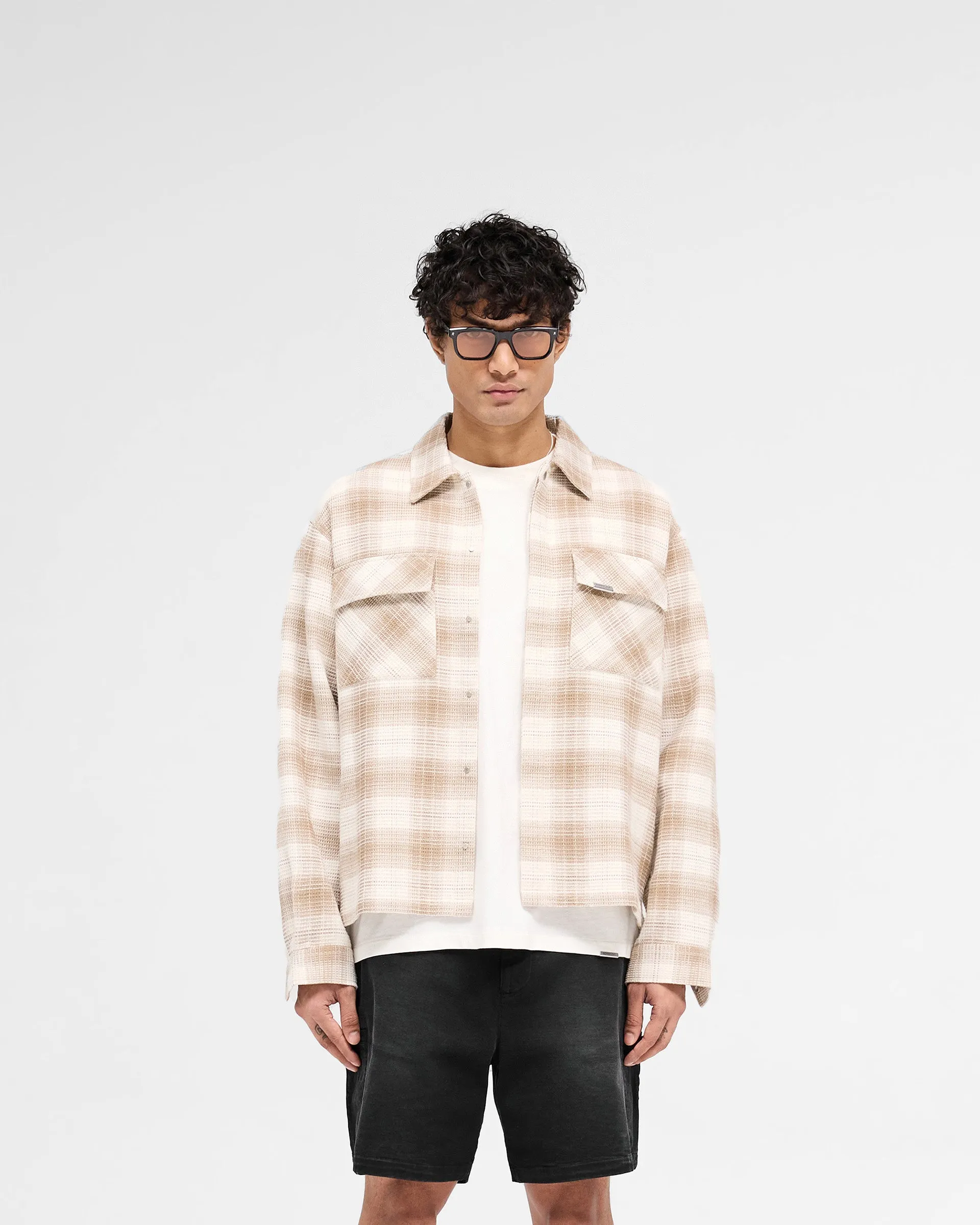Waffle Flannel Shirt - Mid Brown