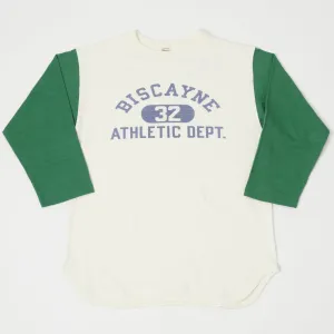 Warehouse 4800 'Biscayne' Baseball Tee - Cream/Green