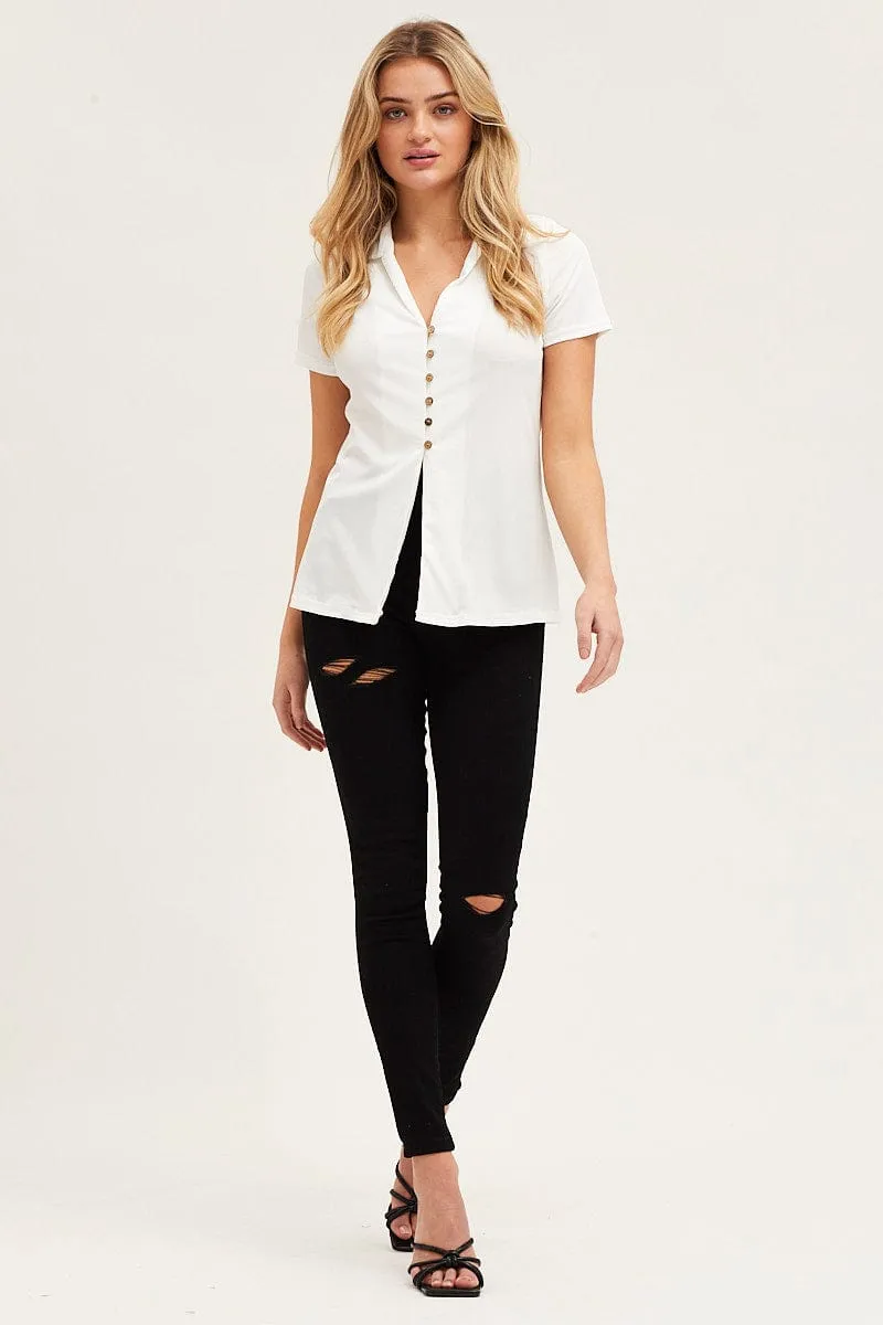 White Button Front Shirt
