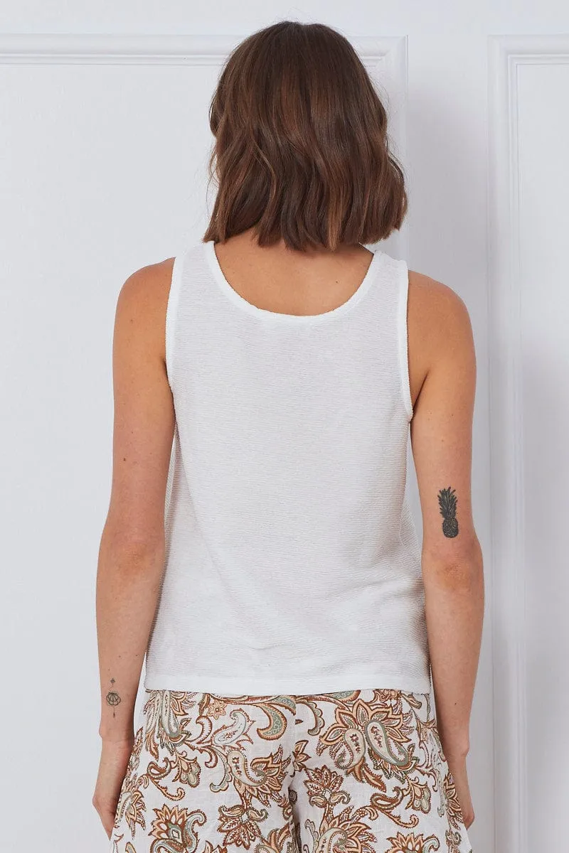 White Tank Sleeveless Round Neck