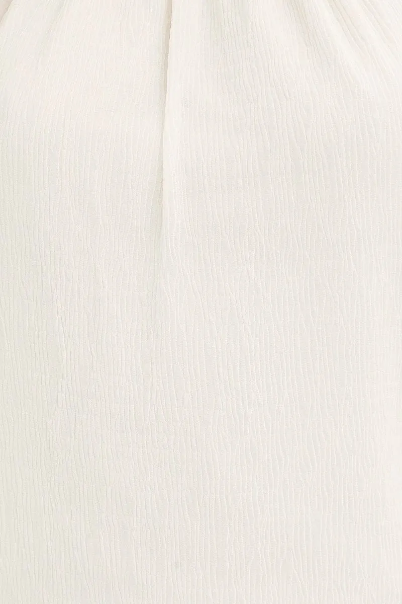 White Textured Halter Dress Backless