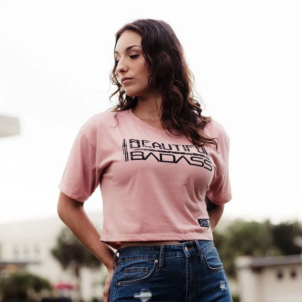 Women's Beautiful Badass Cropped T-Shirt - Desert Pink