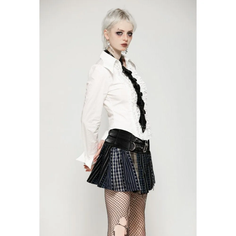 Women's Gothic Contrast Color Plaid Pleated Skirt