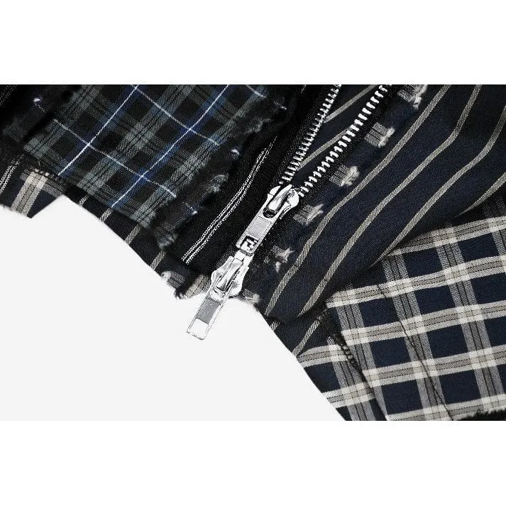 Women's Gothic Contrast Color Plaid Pleated Skirt