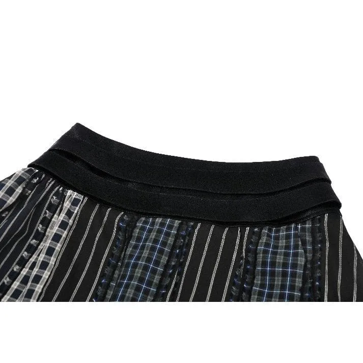 Women's Gothic Contrast Color Plaid Pleated Skirt