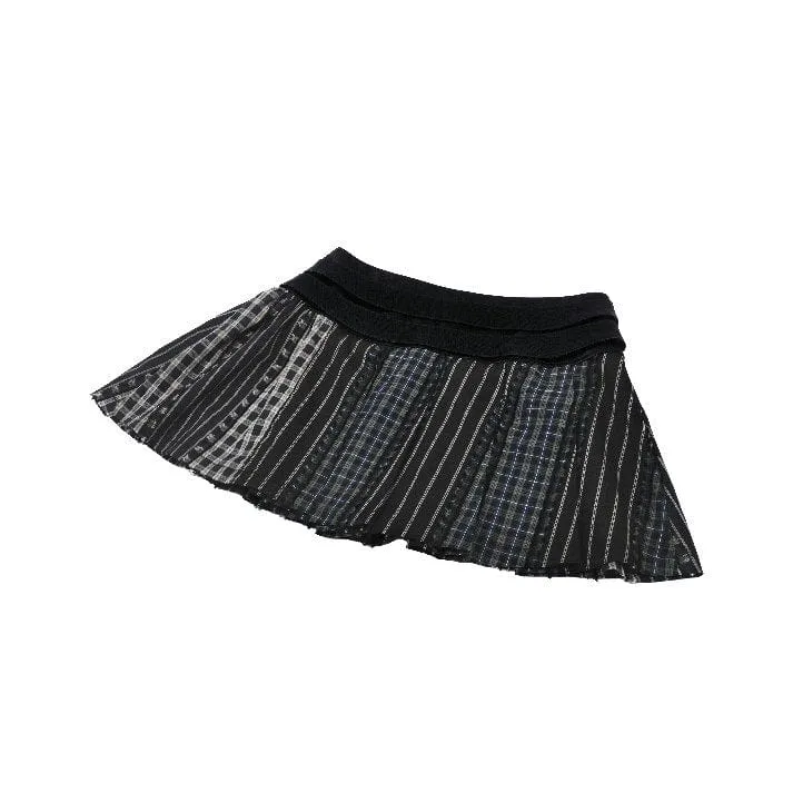 Women's Gothic Contrast Color Plaid Pleated Skirt