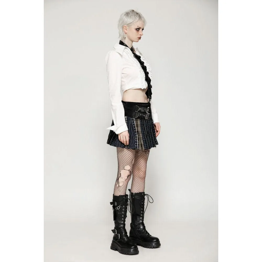Women's Gothic Contrast Color Plaid Pleated Skirt