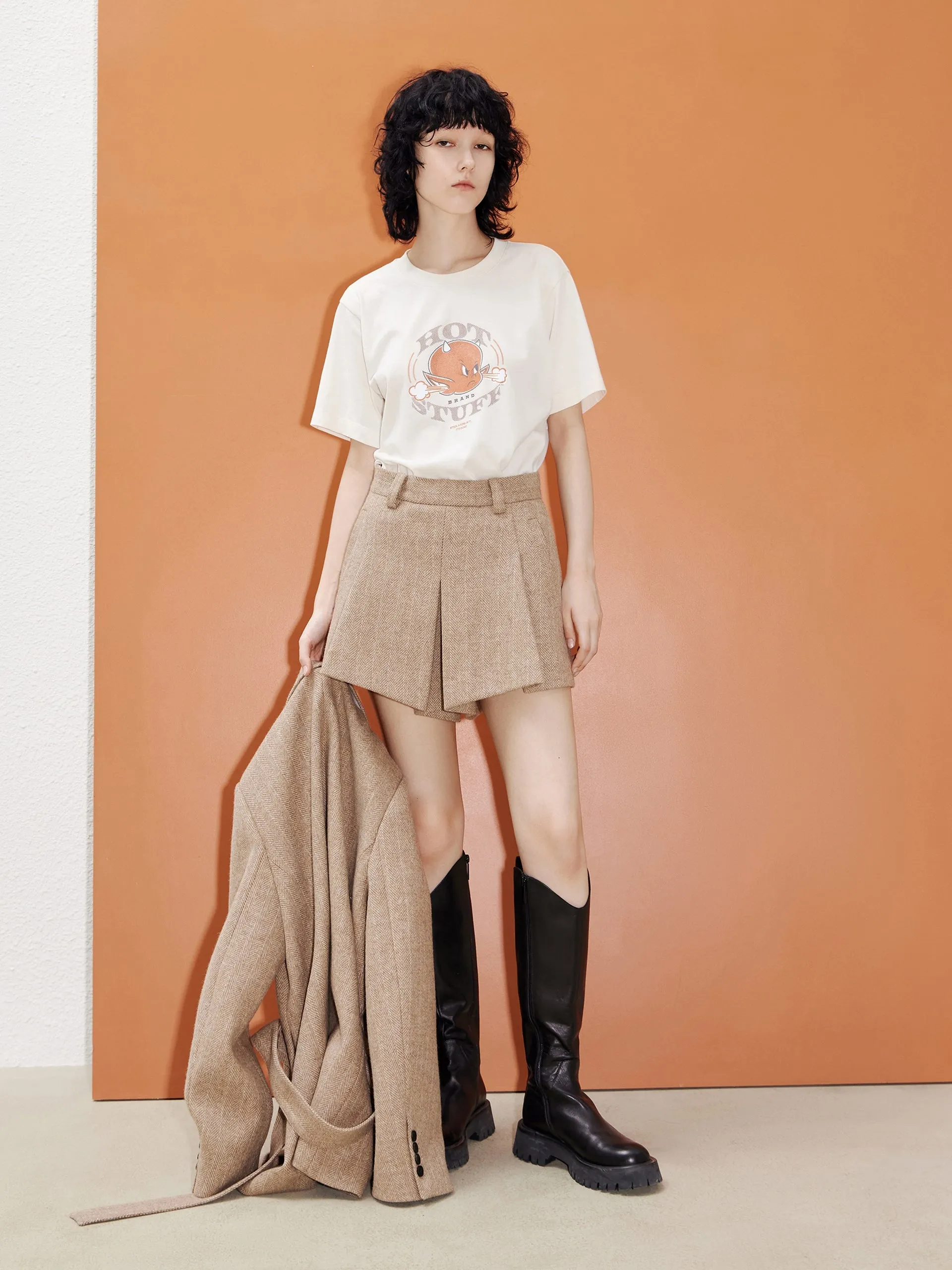 Wool Striped Shorts with Pockets