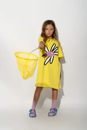 YELLOW DAISY PRINT T-SHIRT DRESS