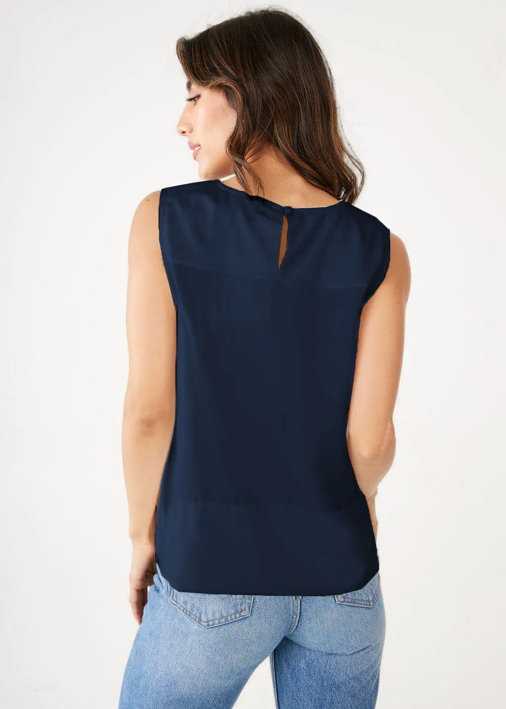 Zoe Navy Satin Top